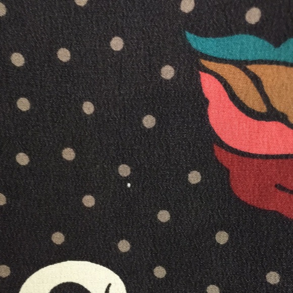 Fossil Sz Small Silk Swan Dress Brown, White, teal - Picture 9 of 10